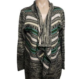Carol Rose Asymmetrical Open Knit Boho Cardigan Earth Tones Size L, Cozy Chic